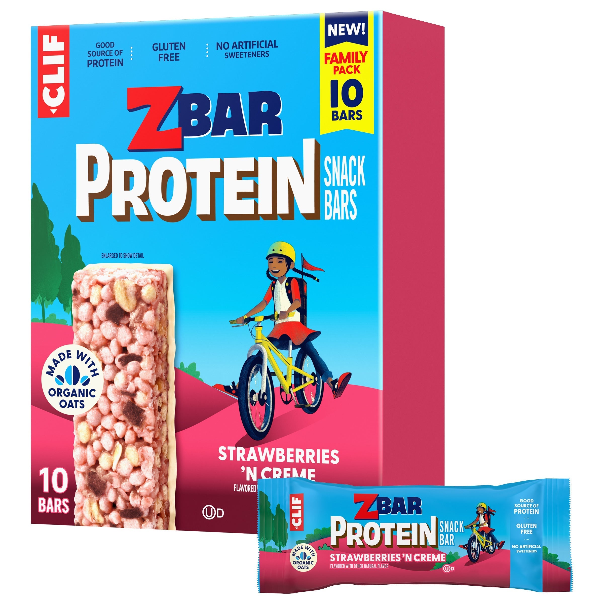 Protein Strawberries 'N Creme Crispy Snack Bars, Gluten Free Protein Bars I5