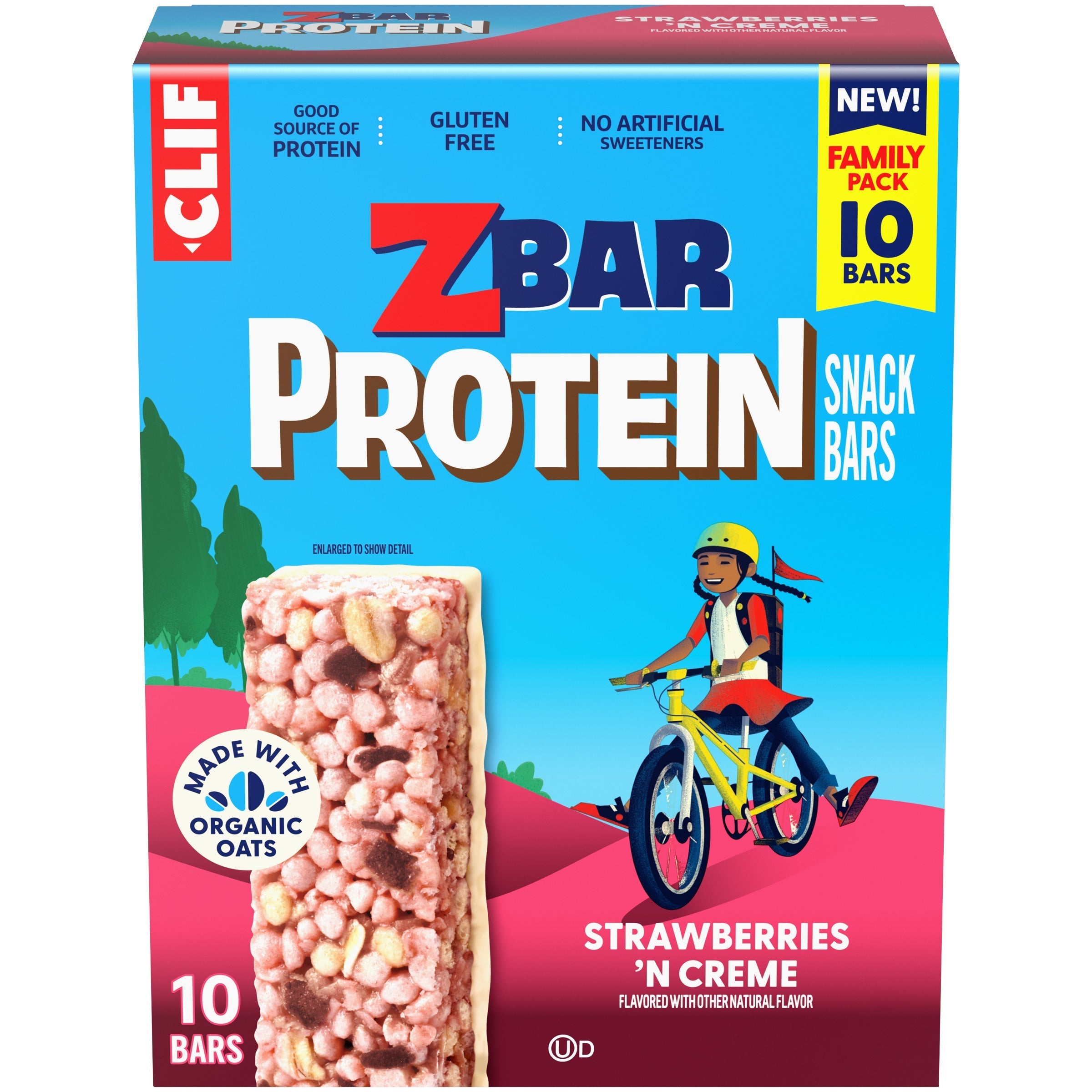 Protein Strawberries 'N Creme Crispy Snack Bars, Gluten Free Protein Bars I5