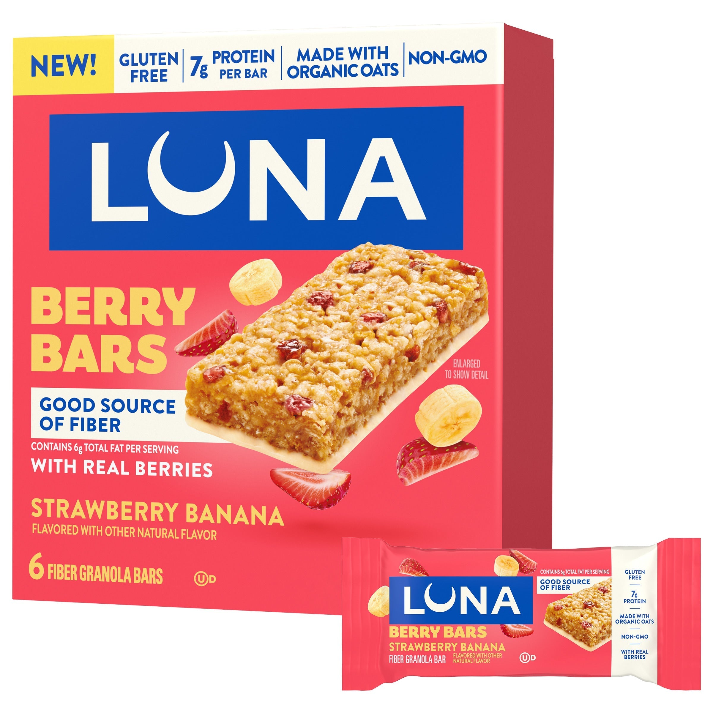 Berry Bars Strawberry Banana Flavor Gluten Free Snack Bars, Non-GMO Protein Bars B5