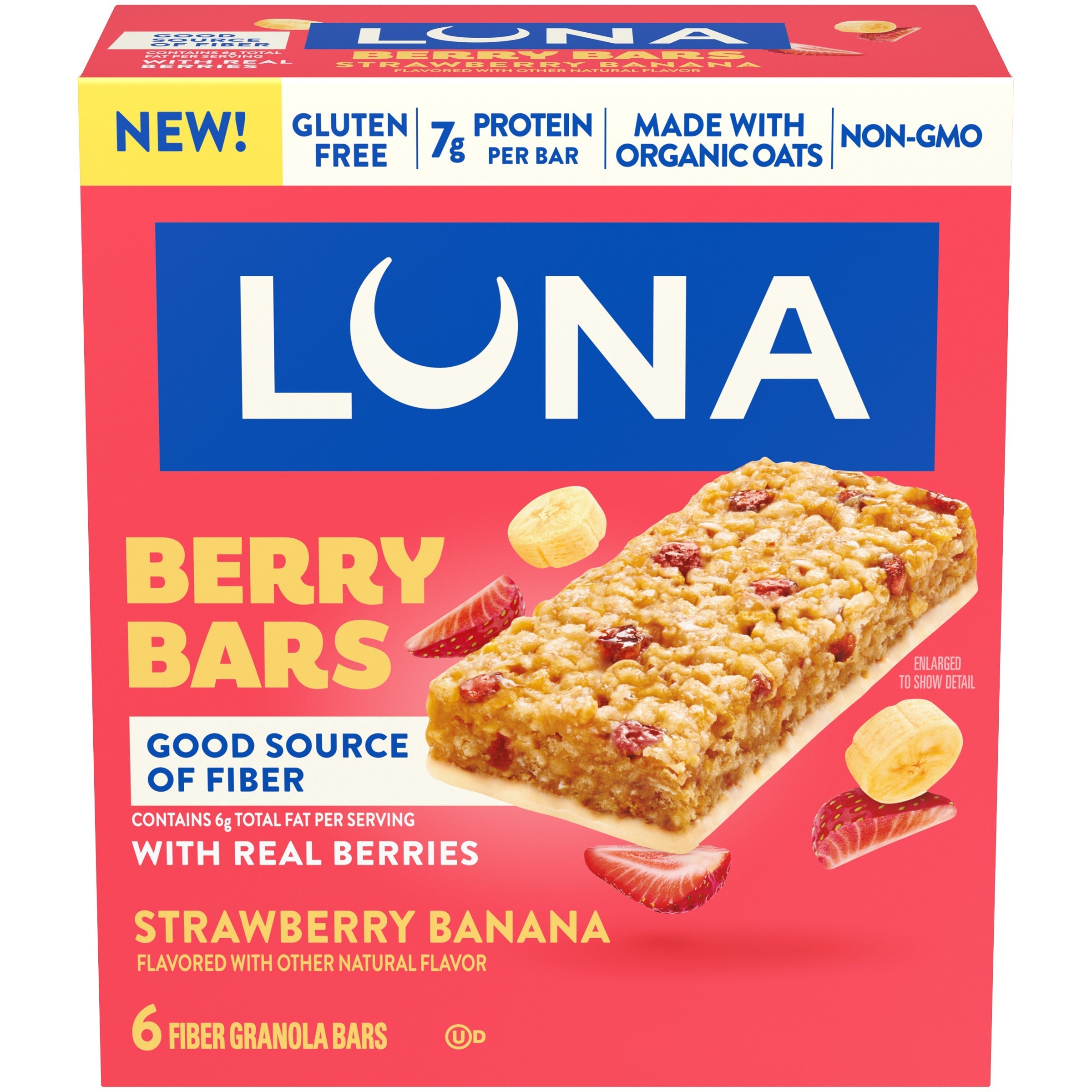 Berry Bars Strawberry Banana Flavor Gluten Free Snack Bars, Non-GMO Protein Bars B5