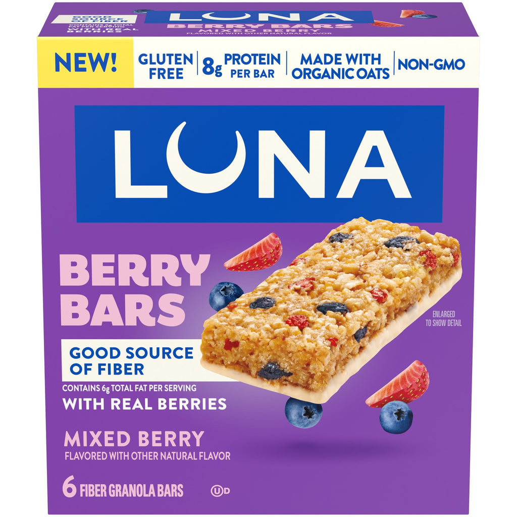 Berry Bars Mixed Berry Flavor Gluten Free Snack Bars, Non-GMO Protein Bars O5