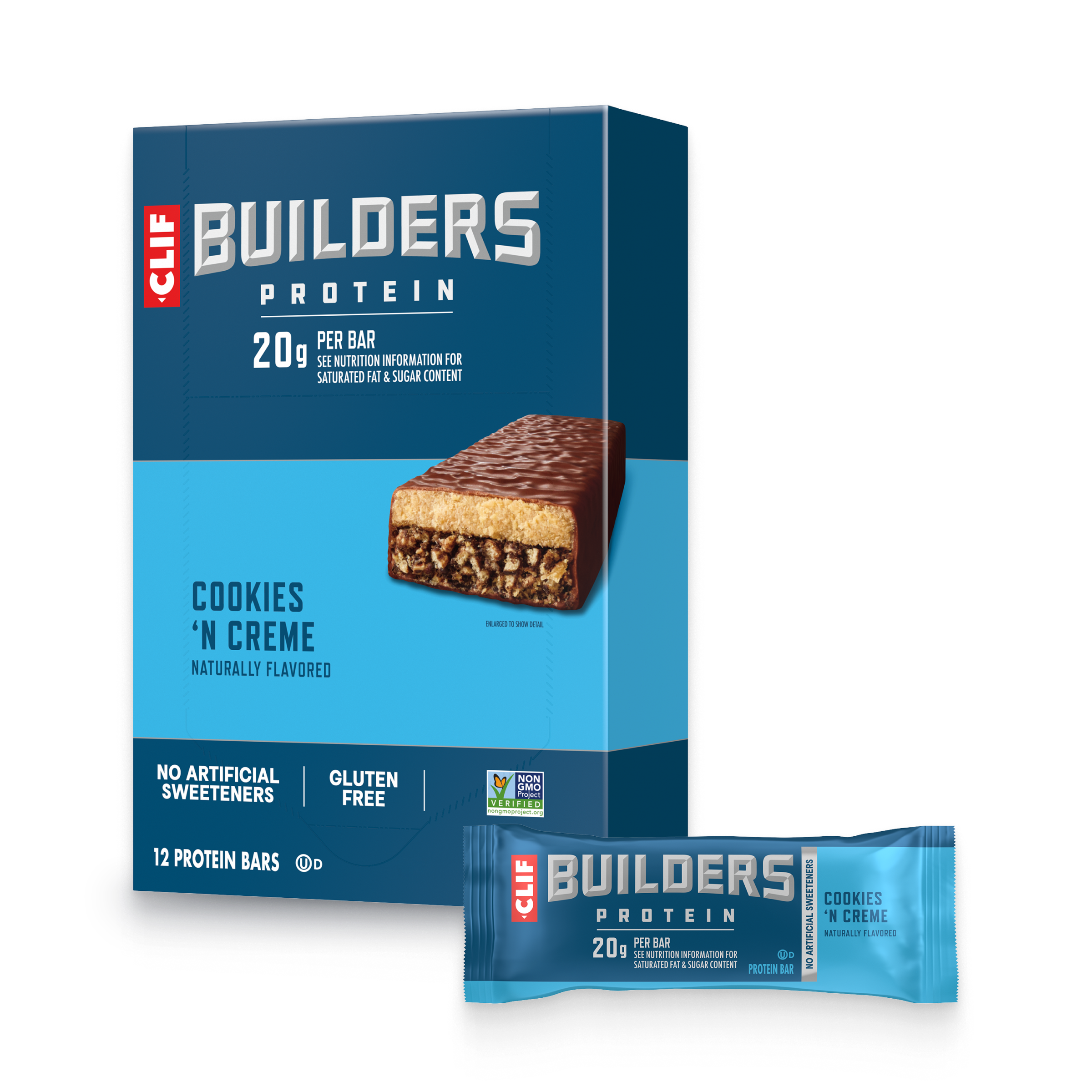 CLIF Cookies 'N Creme Flavor Plant Based Protein Bars S8