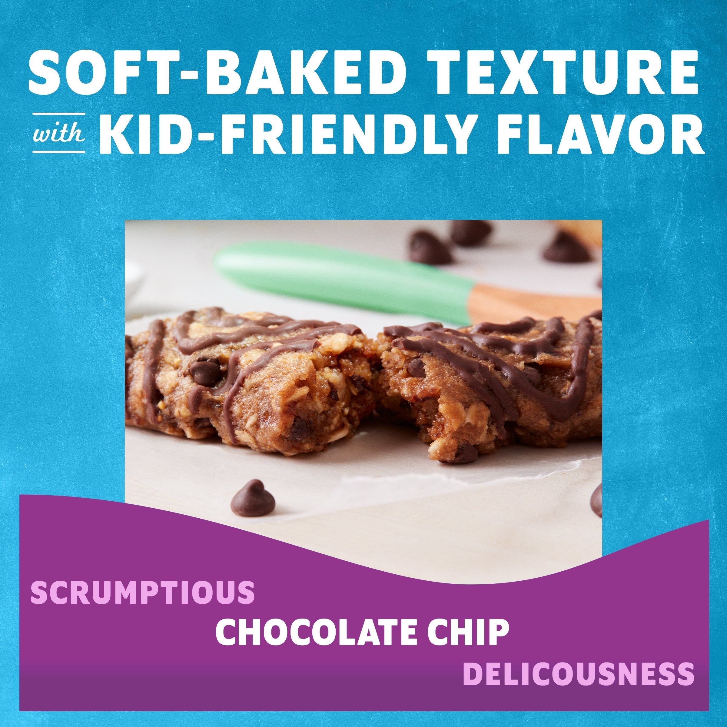 Chocolate Chip Soft-Baked Energy Snack Bars, Organic Granola Bars W6