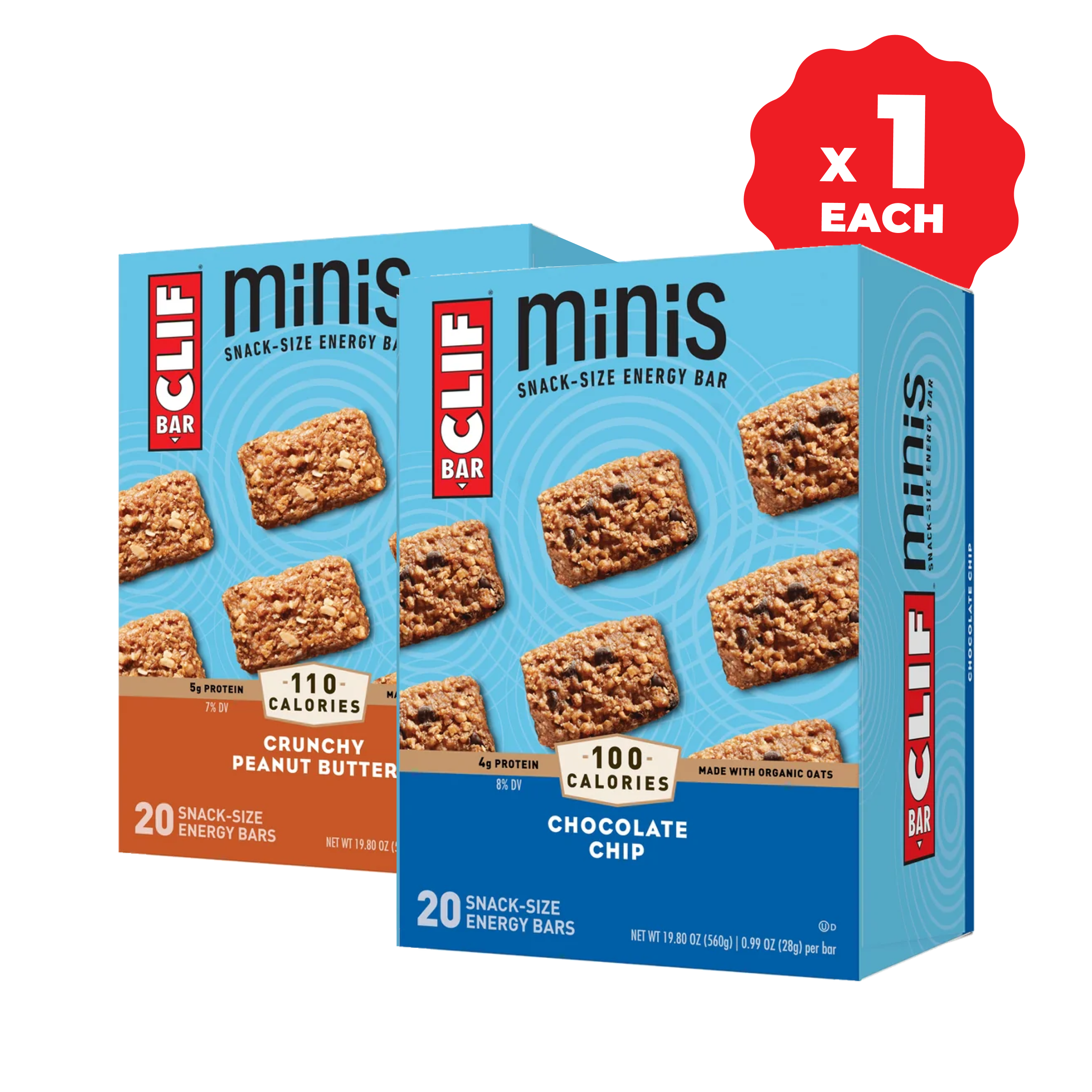 BAR Minis Chocolate Chip & Crunchy Peanut Butter Variety Pack, 40 Bars C0