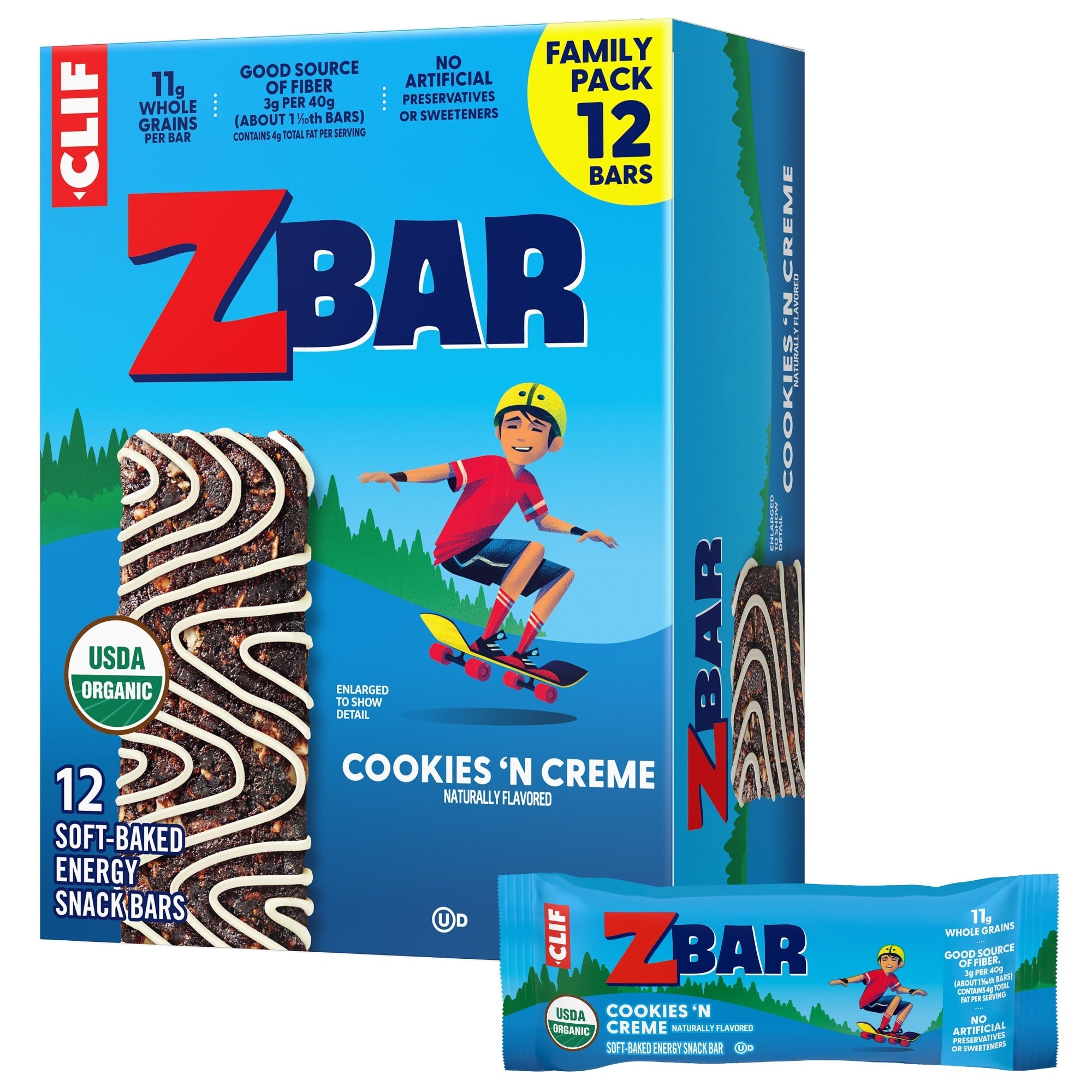 Cookies 'N Creme Flavor Soft-Baked Energy Snack Bar, Organic Granola Bar N1