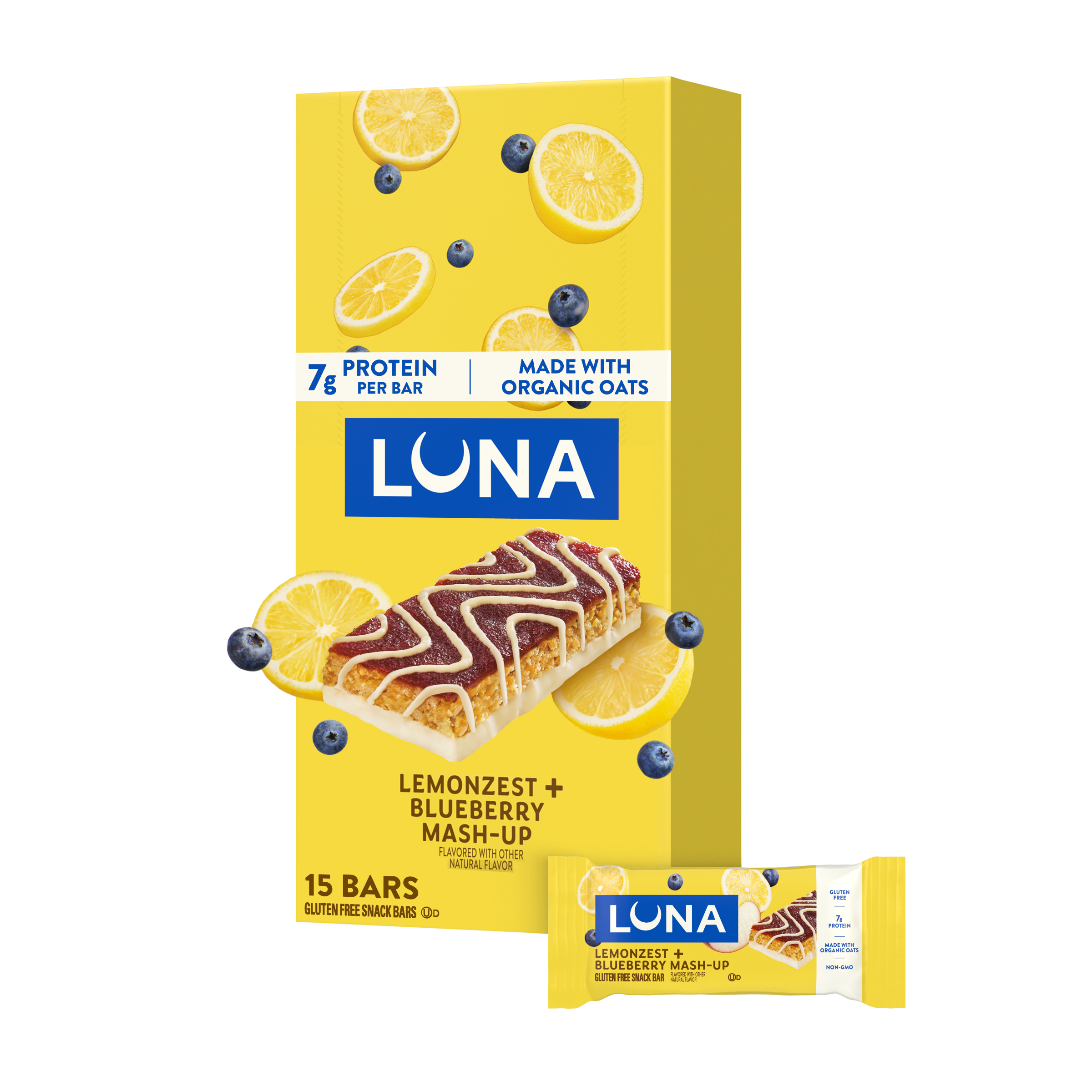 Bar Mash-Ups LemonZest + Blueberry Flavor Gluten Free Snack Bars, Non-GMO Protein Bars A5