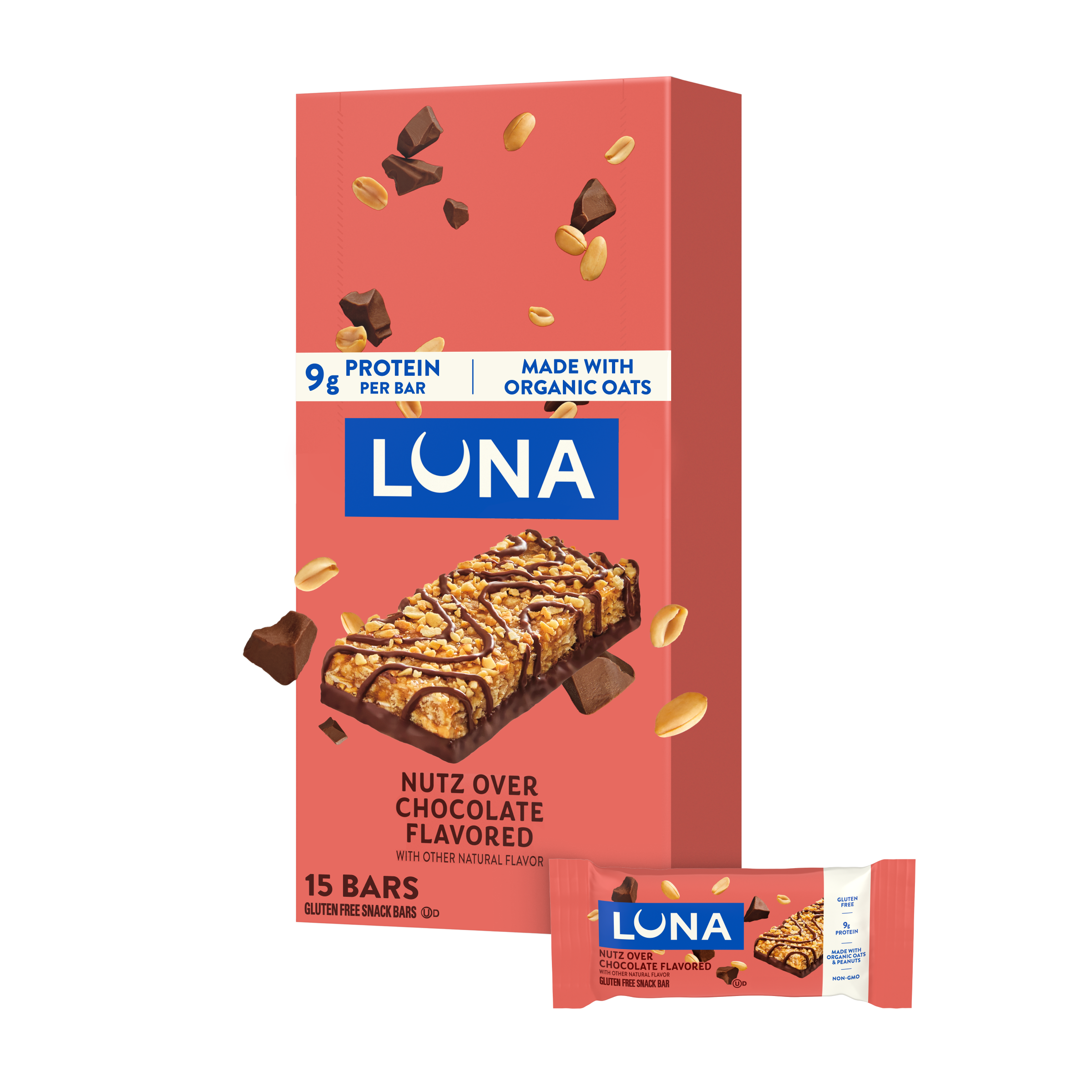 Bar Nutz Over Chocolate Flavor Gluten Free Snack Bars, Non-GMO Protein Bars Y6