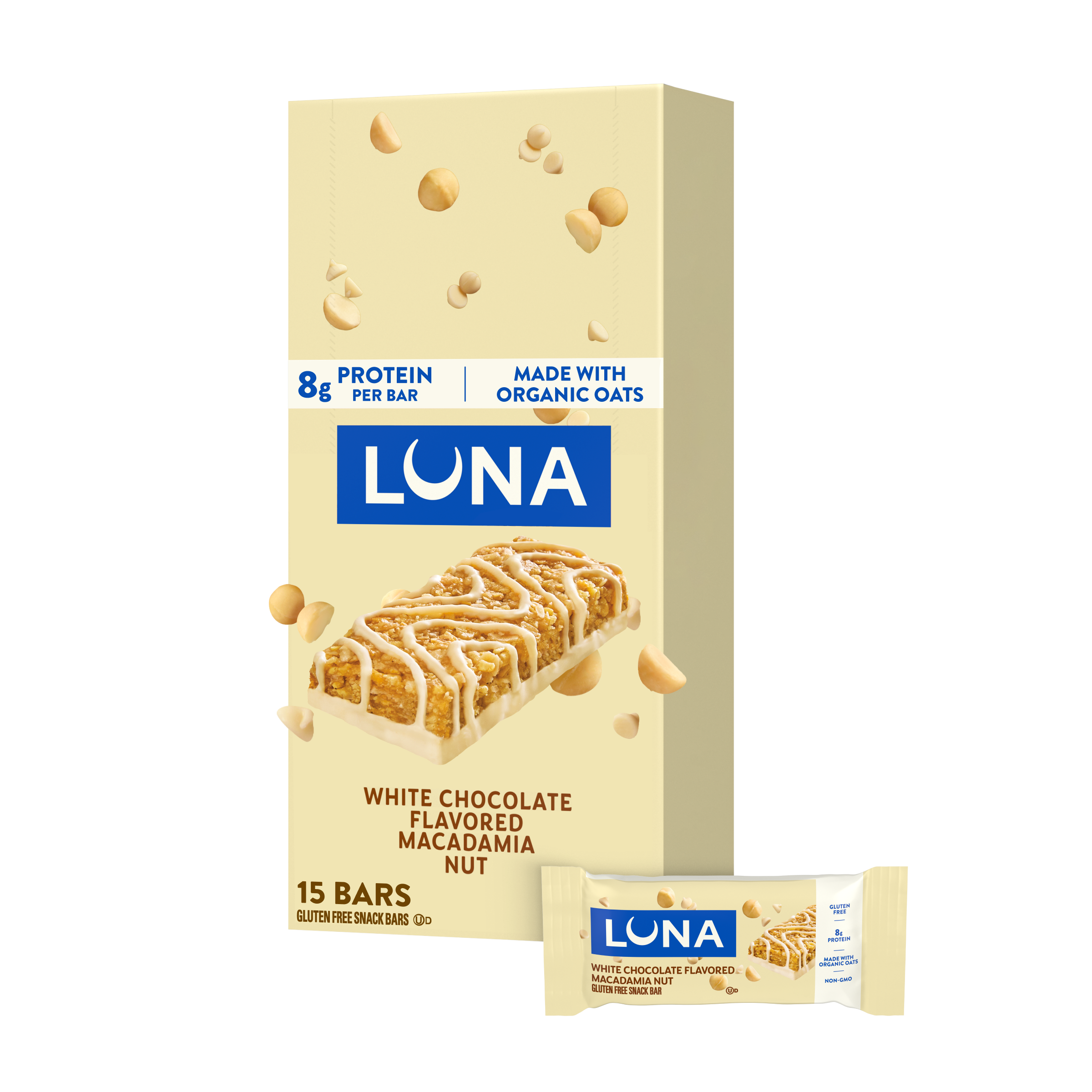 Bar White Chocolate Macadamia Flavor Gluten Free Snack Bar, Non-GMO Protein Bar J5