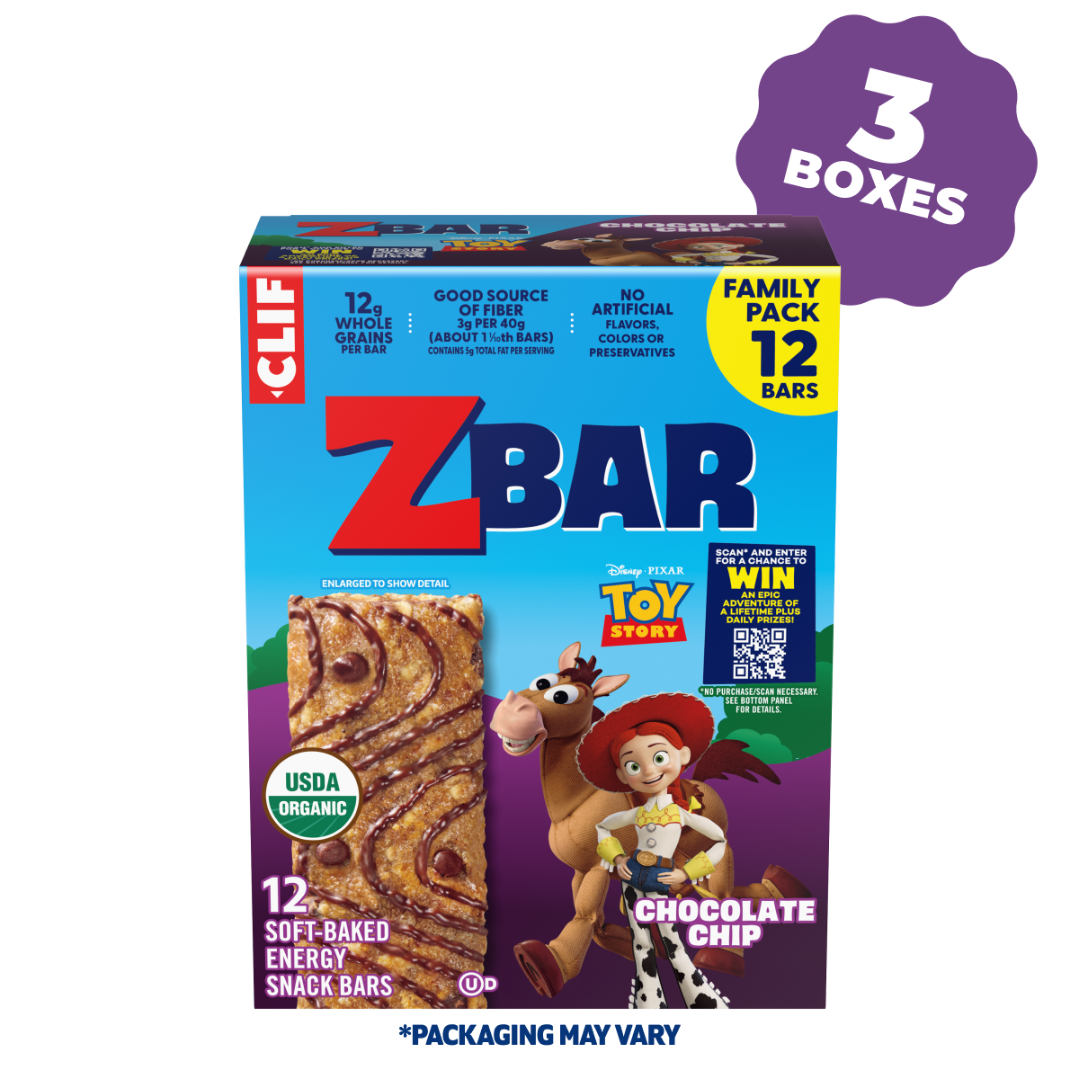 Chocolate Chip Soft-Baked Energy Snack Bars, Organic Granola Bars Multi-Pack, 36 Bars L0