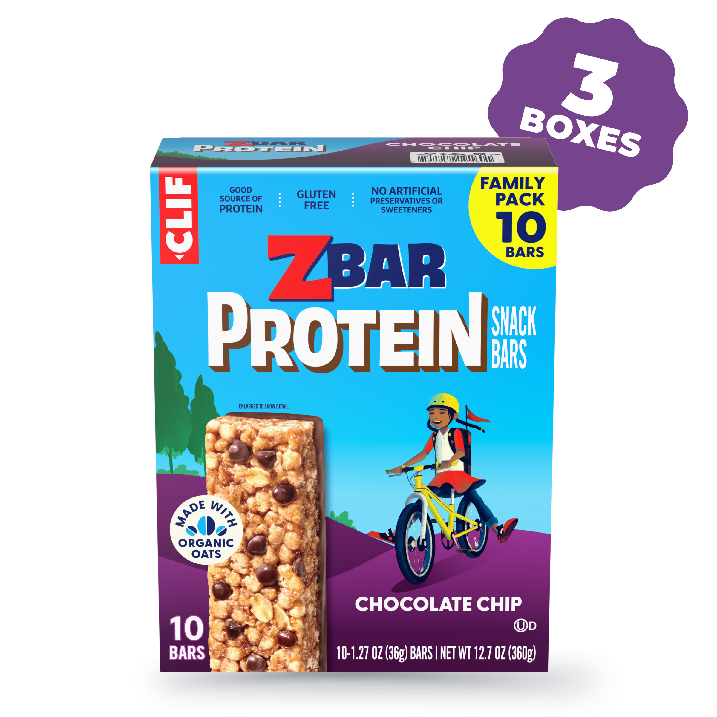 Protein Chocolate Chip Crispy Snack Bars, Gluten Free Protein Bars, 30 Bars E3