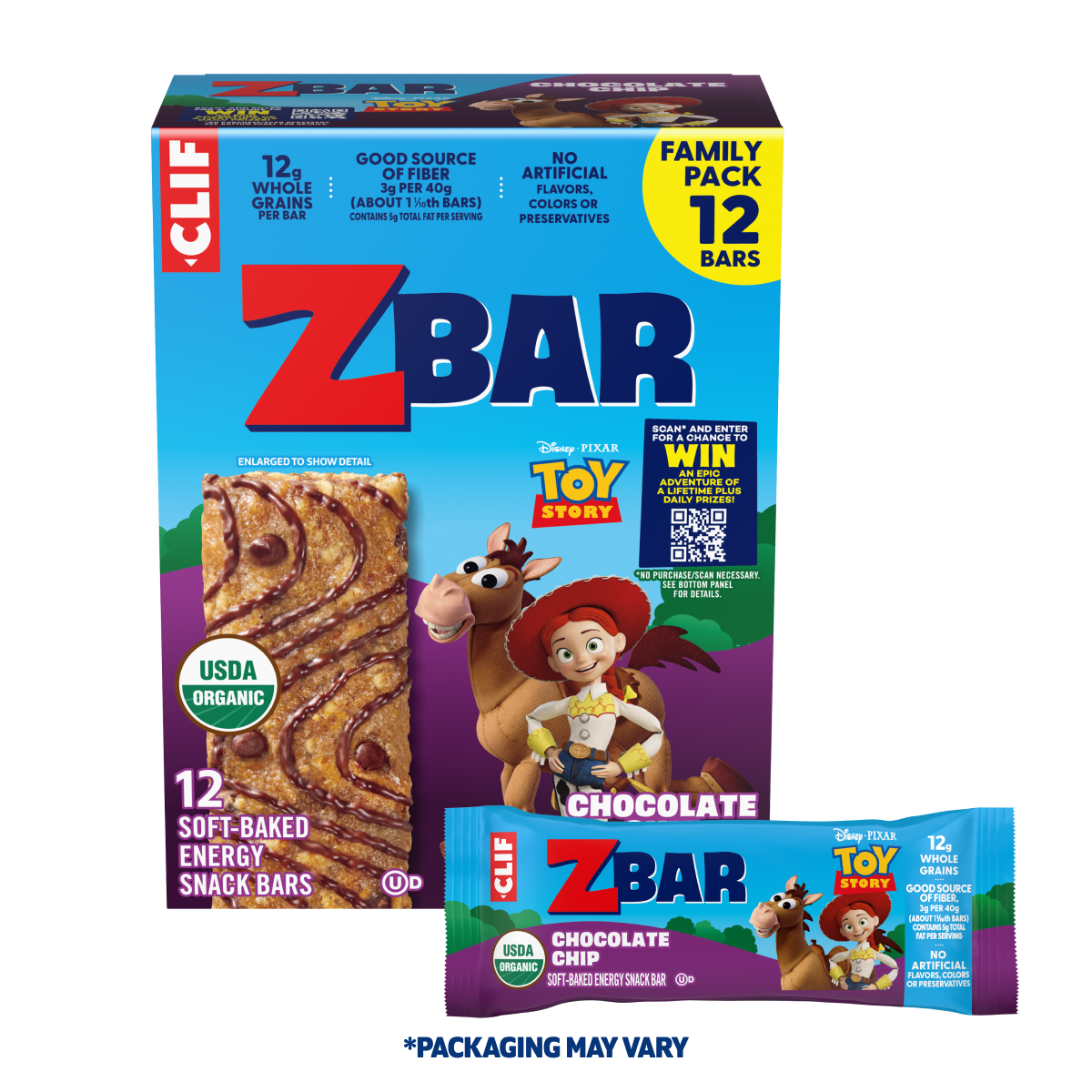 Chocolate Chip Soft-Baked Energy Snack Bars, Organic Granola Bars W6