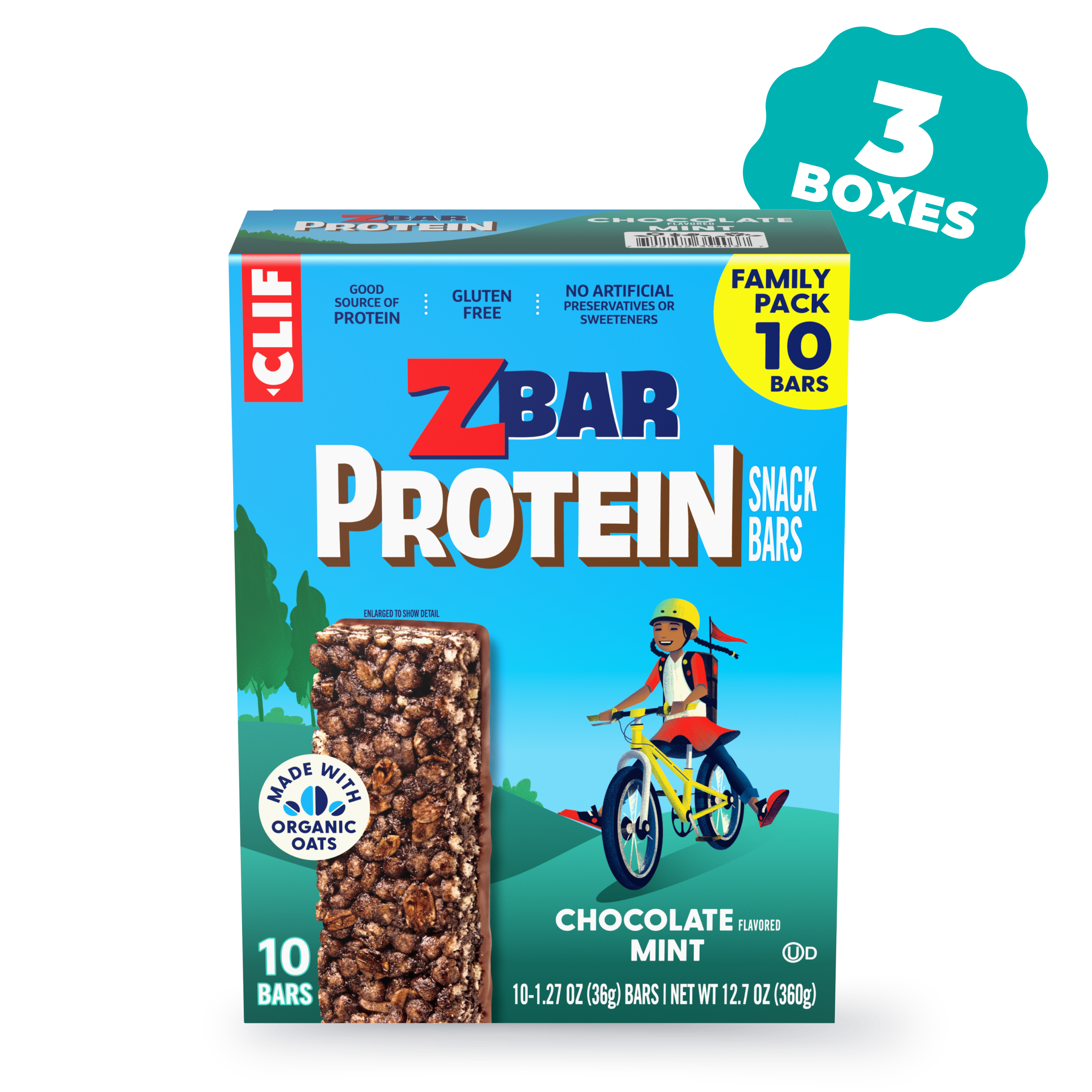 Protein Chocolate Flavored Mint Crispy Snack Bars, Gluten Free Protein Bars, 30 Bars X8