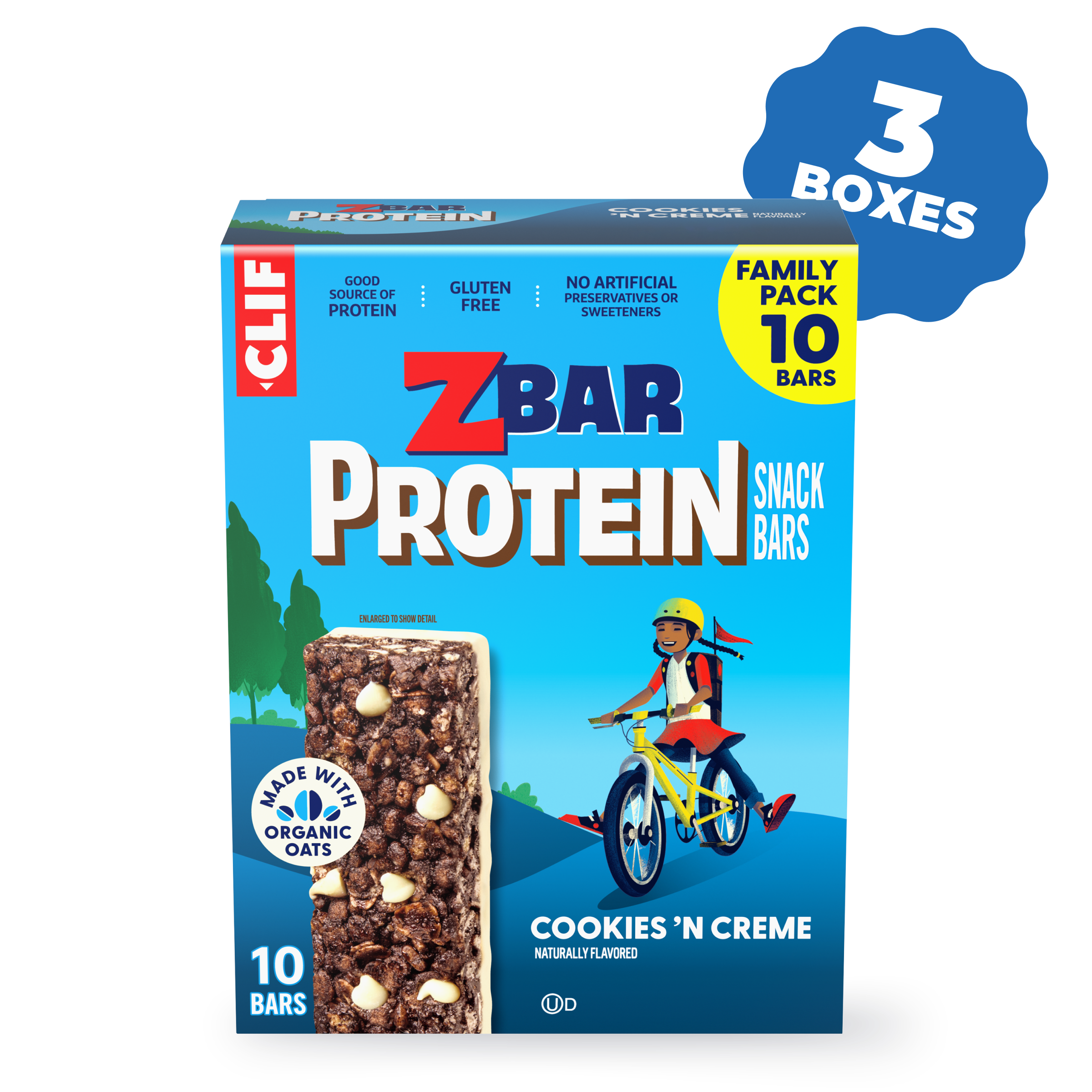 Protein Cookies 'N Creme Crispy Snack Bars, Gluten Free Protein Bars, 30 Bars X3